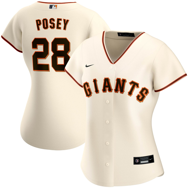 2020 MLB Women San Francisco Giants #28 Buster Posey Nike Cream Home 2020 Replica Player Jersey 1->women mlb jersey->Women Jersey